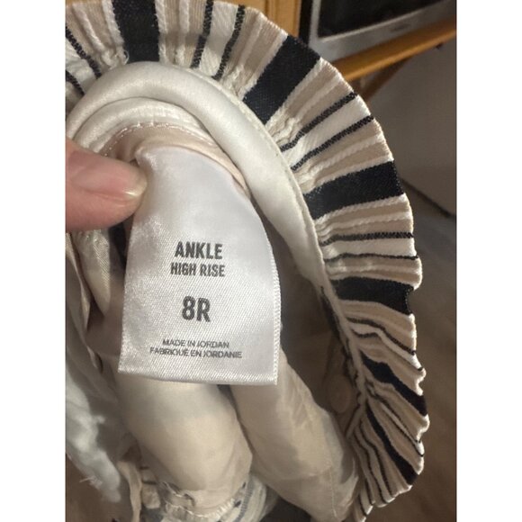 Express Striped Ankle High Rise Pants Size 8R Cotton/Polyester Womens - Picture 6 of 6